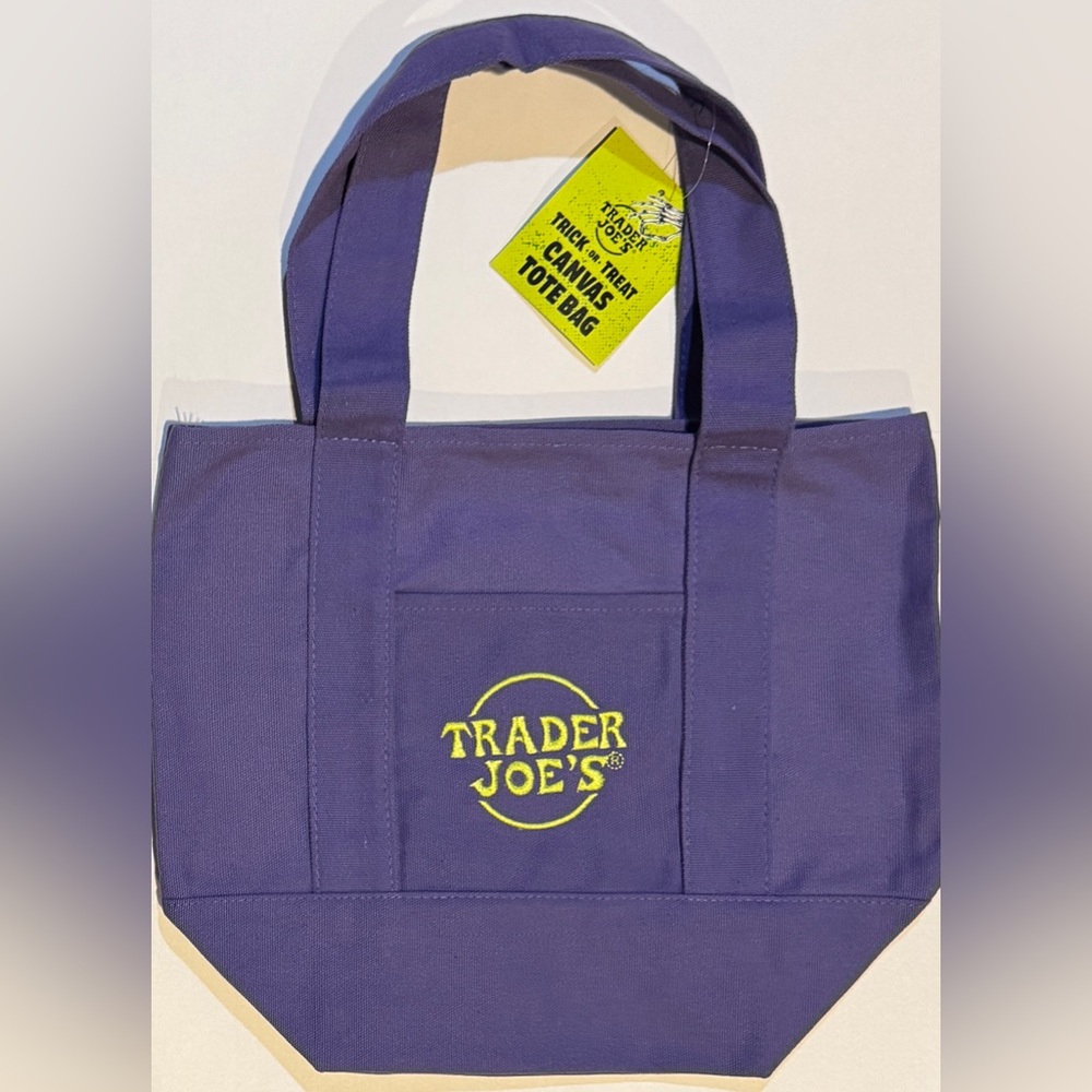 Trader Joe’s Mini Canvas Tote Bag Purple NWT